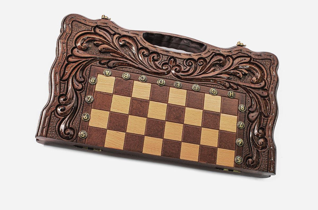 Close-up of a classic carved border carving on the beech board