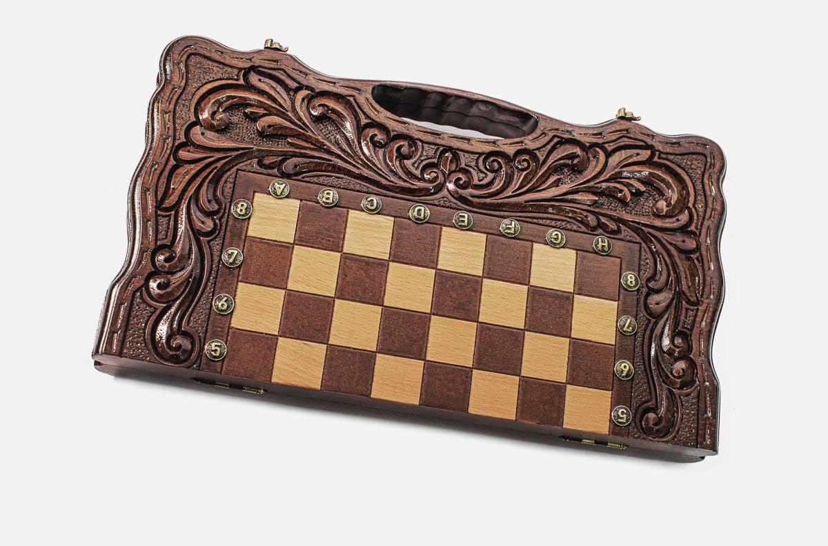 Close-up of a classic carved border carving on the beech board