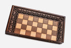 Close-up of a floral carved border carving on the beech board