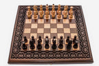 Floral Border Beech Chess and Backgammon Set