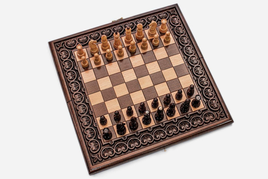 Floral Border chess and backgammon set - view 3