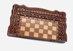 Close-up of a classic carved border carving on the beech board