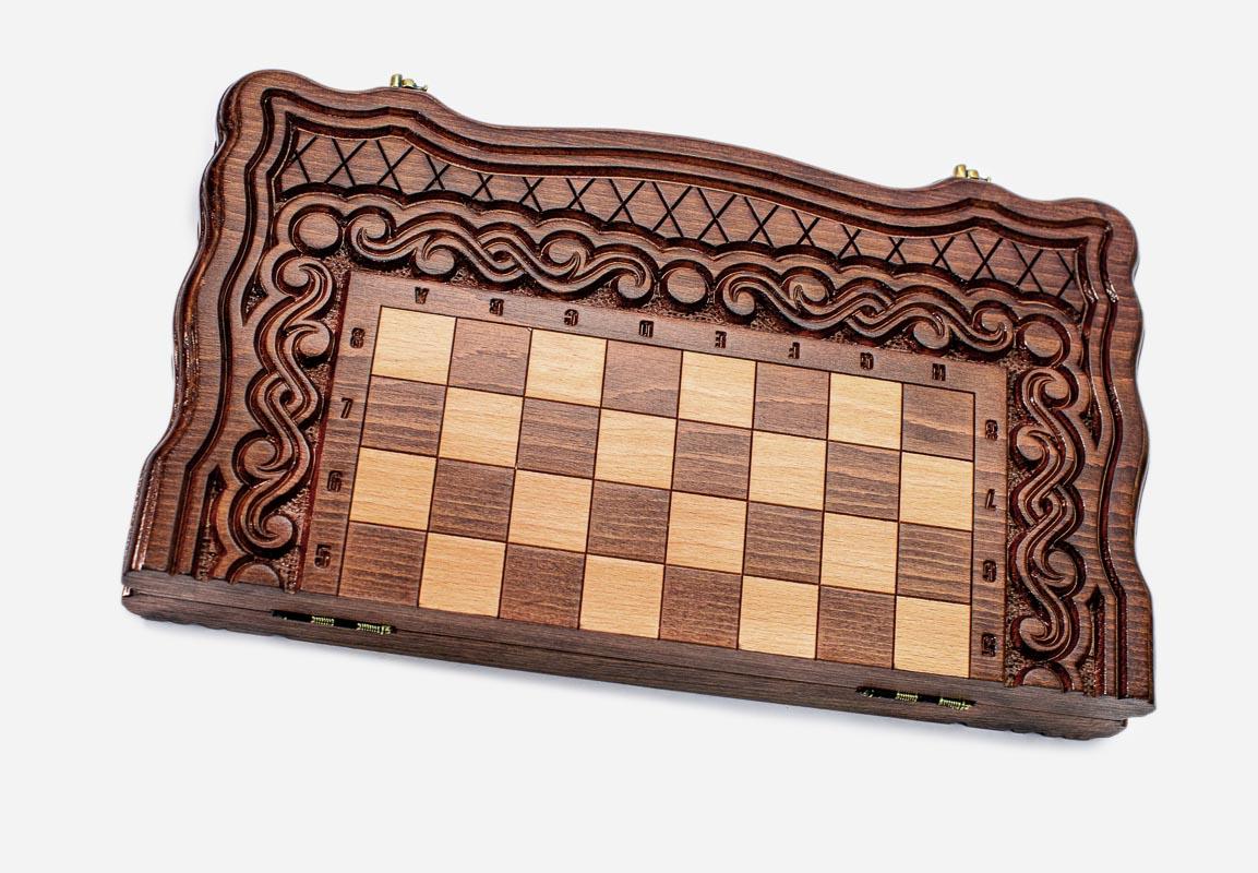 Close-up of a classic carved border carving on the beech board