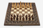 Standard Lattice Beech Chess and Backgammon Set