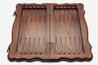 Close-up of a royal crown carving on the beech board