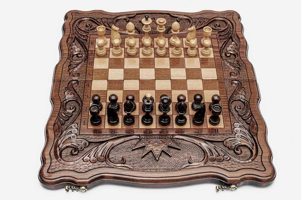 Royal Crown Beech Chess and Backgammon Set
