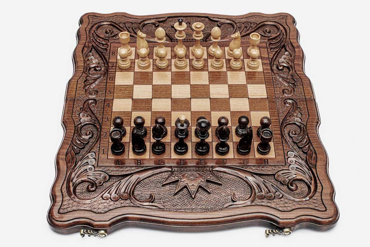 Royal Crown Beech Chess and Backgammon Set