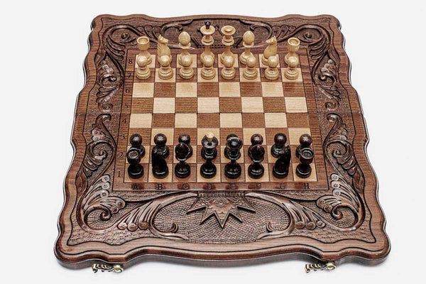 Royal Crown Beech Chess and Backgammon Set