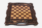 Mount Ararat chess and backgammon set shown folded with carry handle