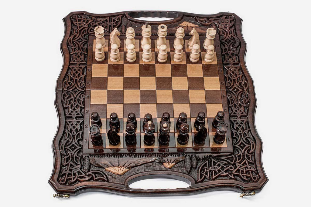 Large Mount Ararat Beech Chess and Backgammon Set