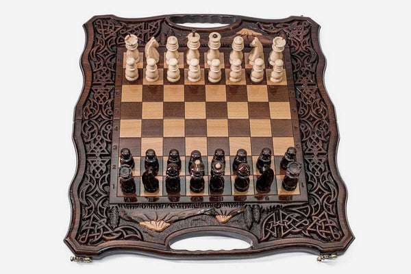 Large Mount Ararat Beech Chess and Backgammon Set
