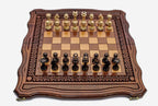 Large Ornamental Rosette Beech Chess and Backgammon Set II