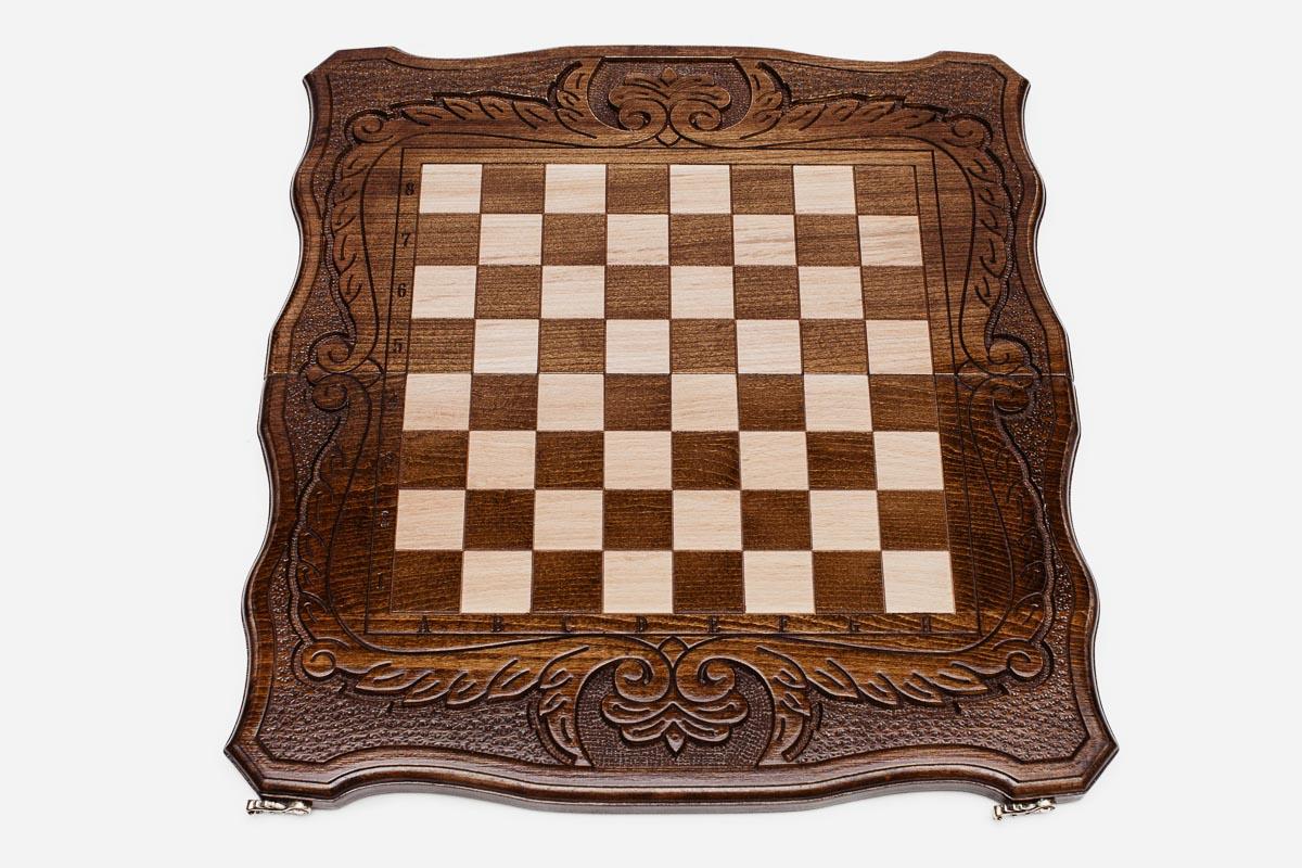 Close-up of a classic carved border carving on the beech board