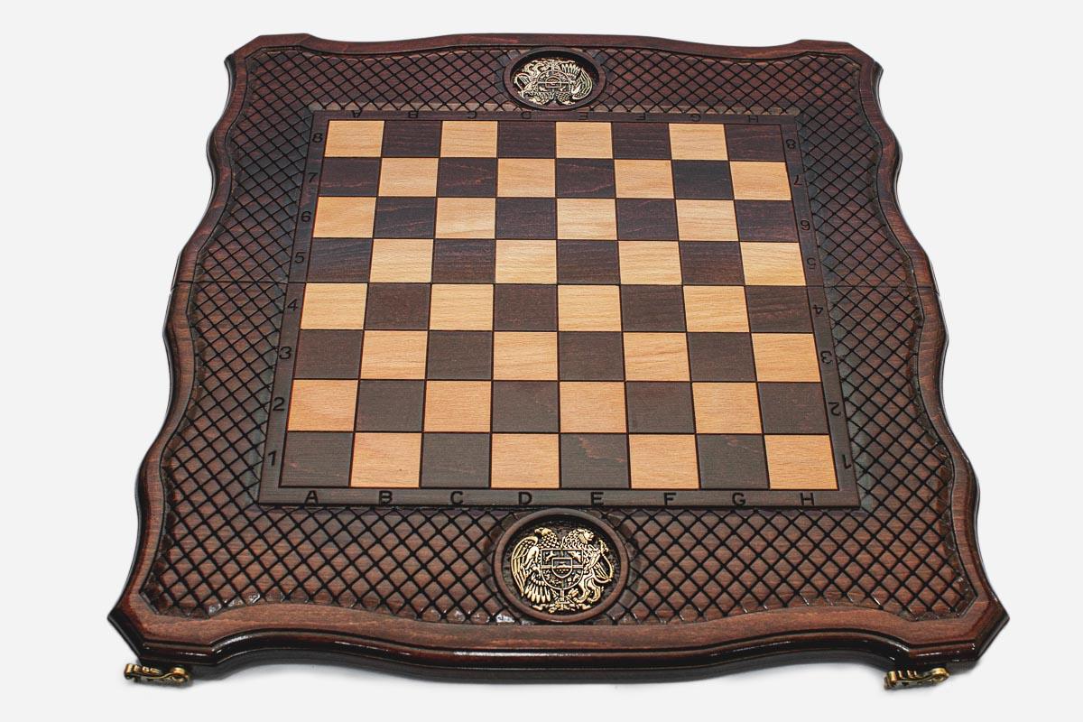 Coat of Arms Beech Chess and Backgammon Set