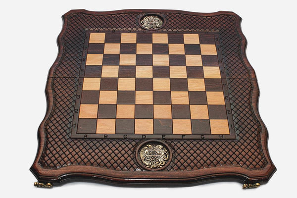 Coat of Arms Beech Chess and Backgammon Set