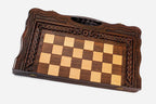 Close-up of a classic carved border carving on the beech board