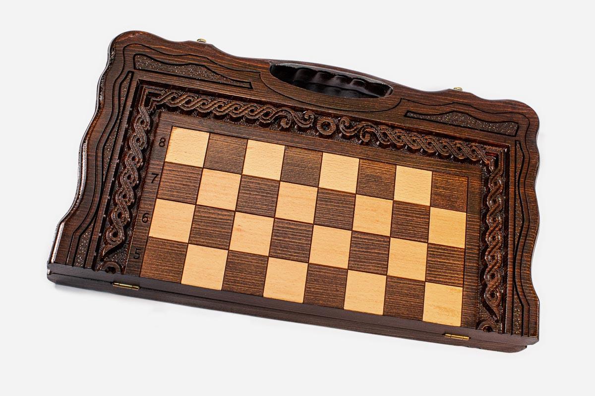 Close-up of a classic carved border carving on the beech board