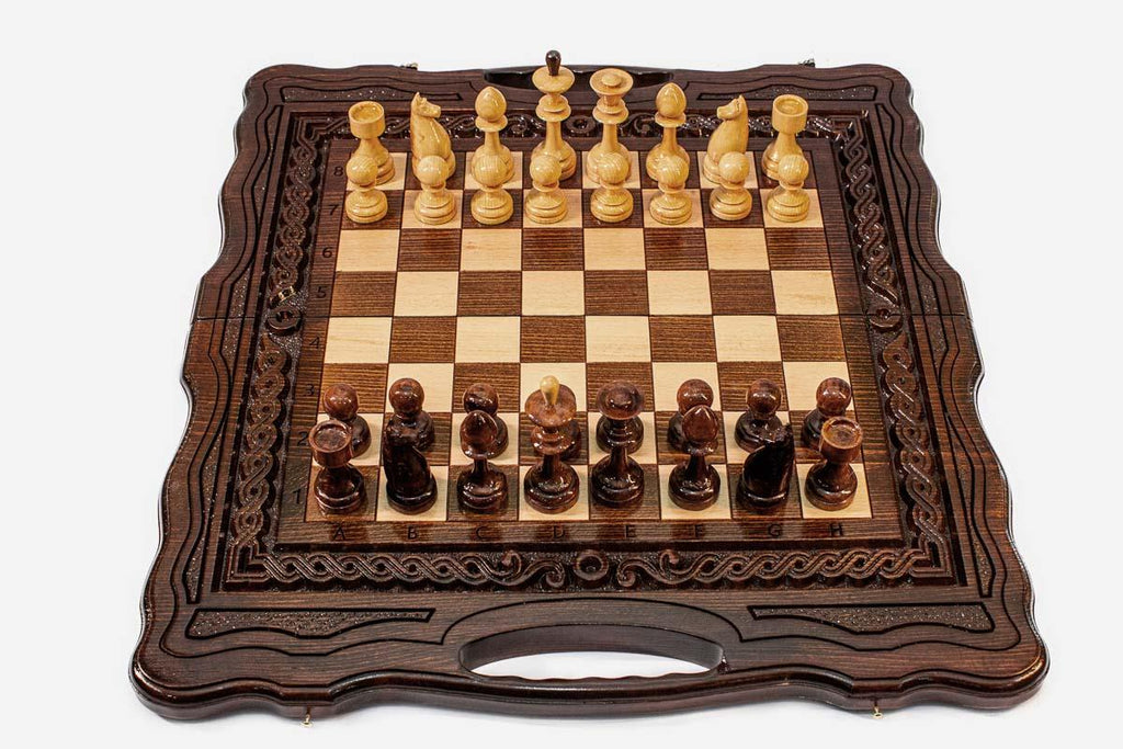Large Classic Beech Chess and Backgammon Set