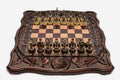 Eternity Beech Chess and Backgammon Set with Bronze Pieces