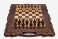 Large Baklava Lattice Beech Chess and Backgammon Set