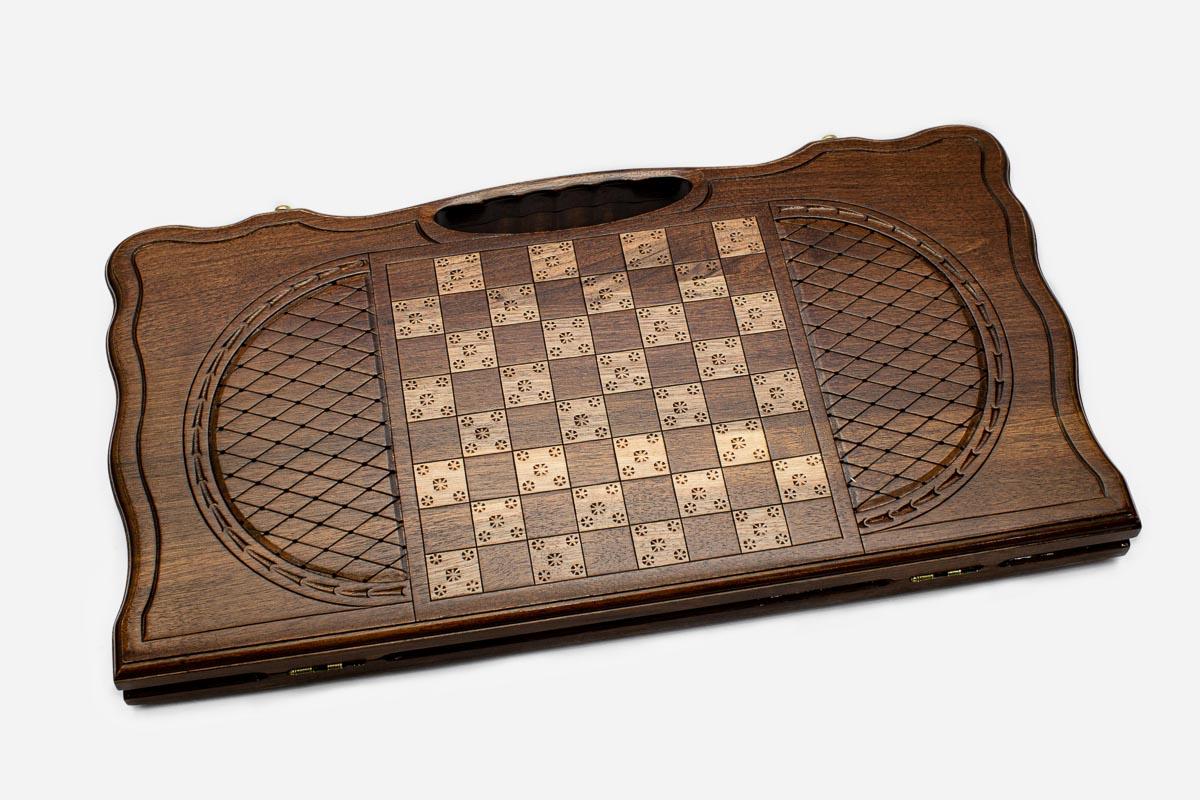 Armenian roaring lion backgammon board, side view