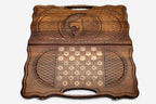 Armenian backgammon board folded closed showing carved lid