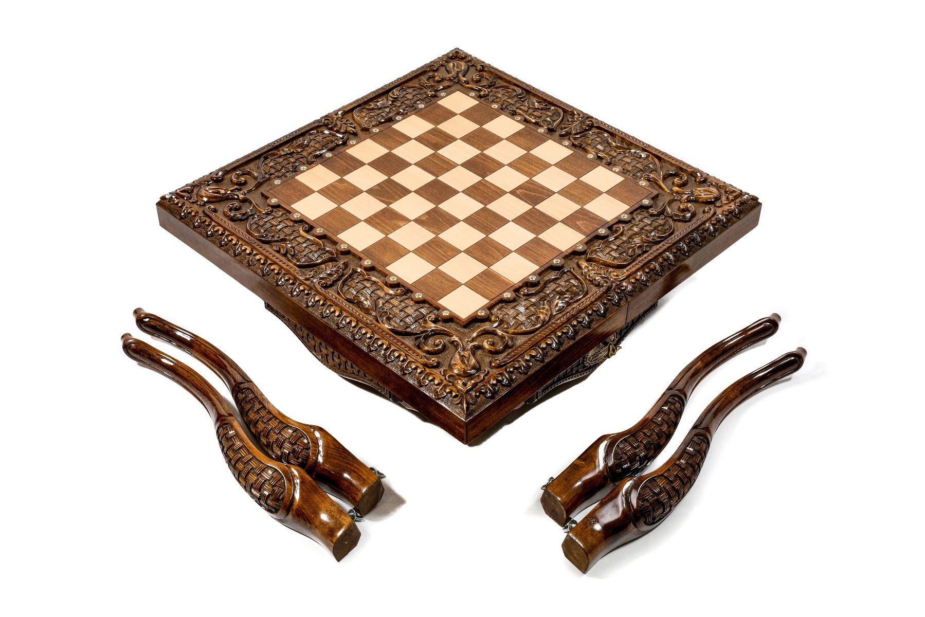 Chess-backgammon Table with copyrighted contour outline - Unumperfectus