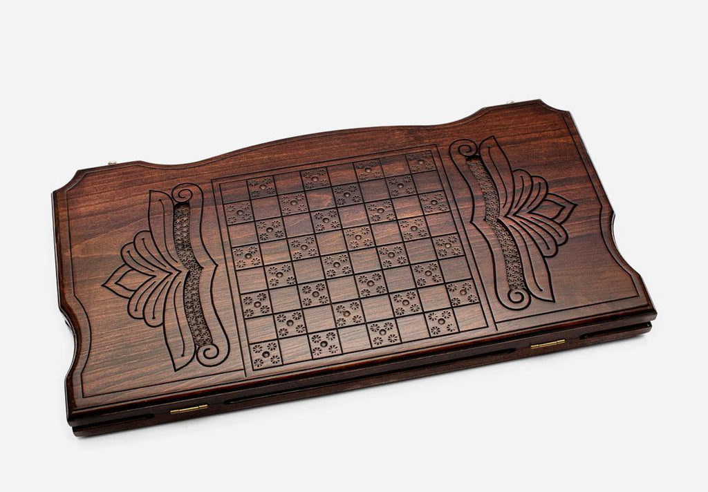 Eagle backgammon set folded with carry handle