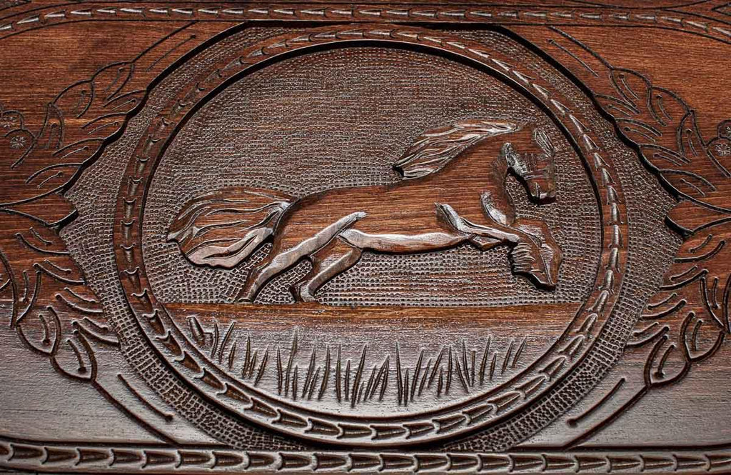 Backgammon Set Horse - handmade wooden backgammon board