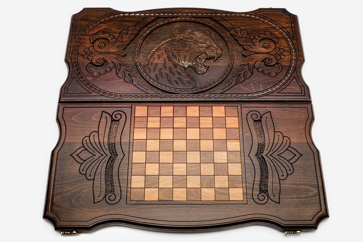 Backgammon Set Tiger II - handmade wooden backgammon board