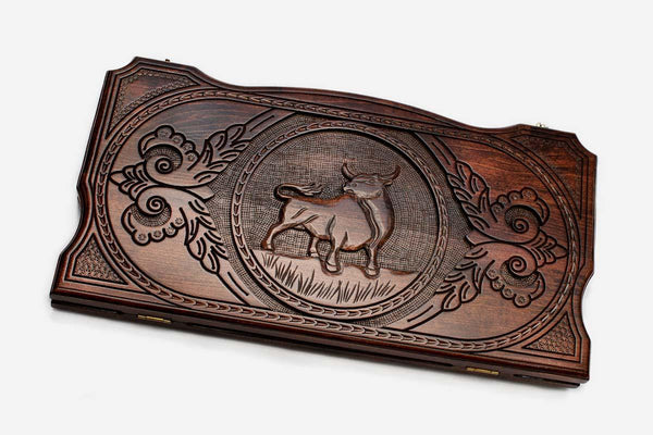 Backgammon Set Bull - handmade wooden backgammon board