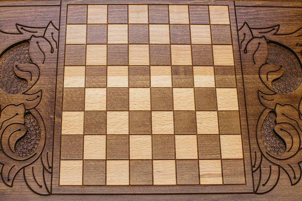 Backgammon Set White Lion - handmade wooden backgammon board