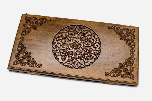 Armenian Backgammon Set - Ornaments XXV - handmade wooden backgammon board