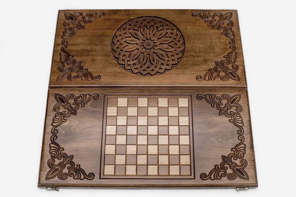 Armenian Backgammon Set - Ornaments XXV - handmade wooden backgammon board