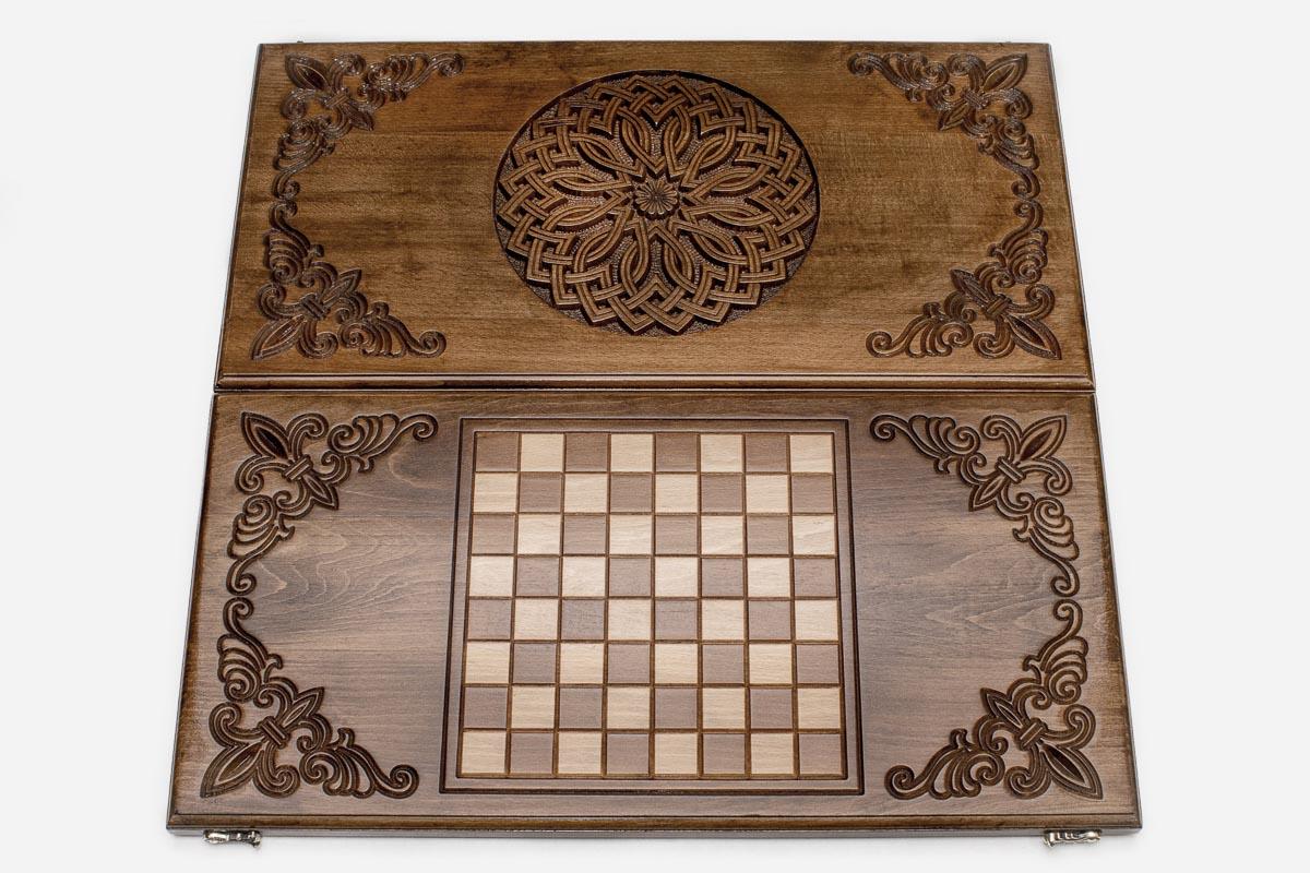 Armenian Backgammon Set - Ornaments XXV - handmade wooden backgammon board