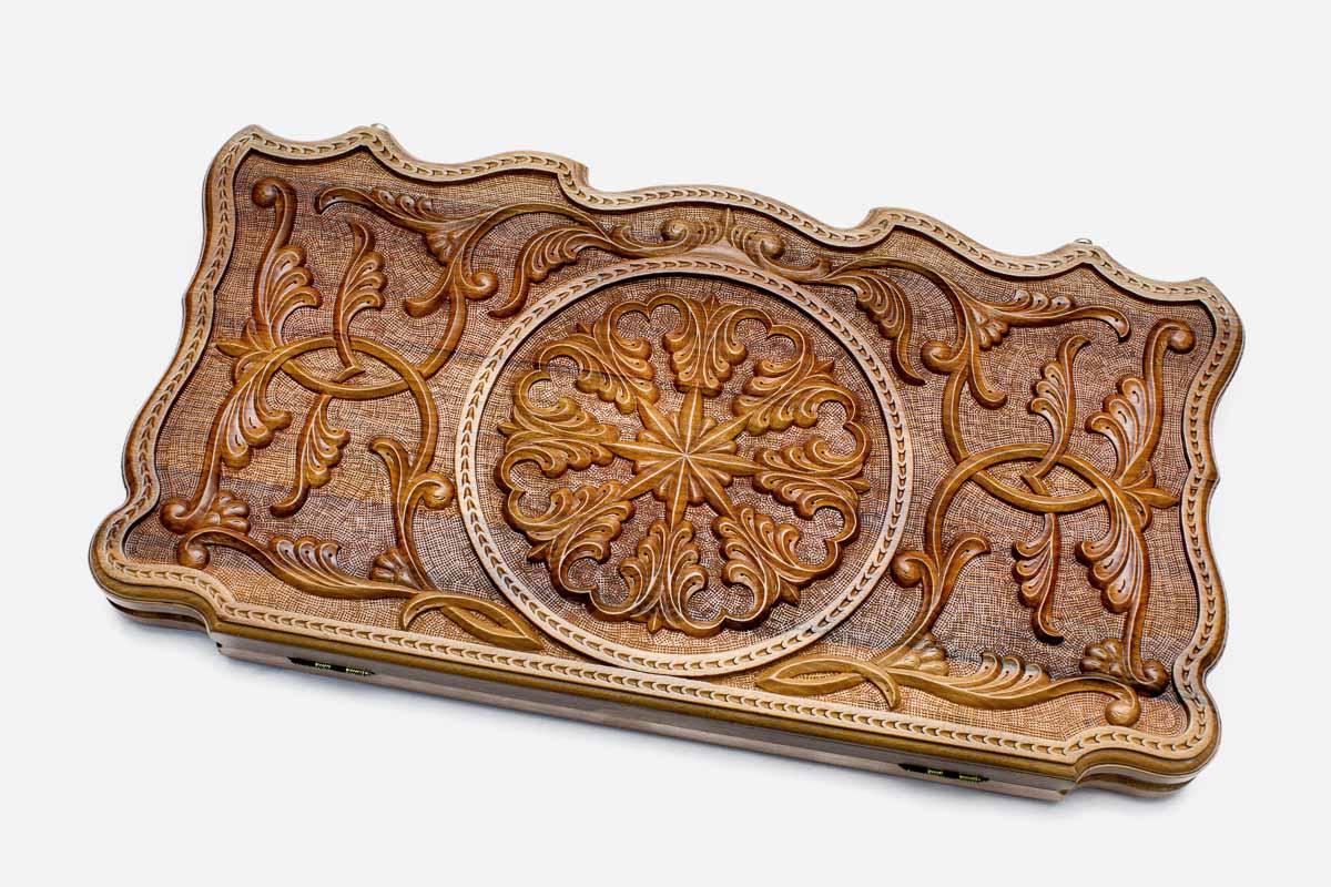 Armenian Backgammon Set - Ornaments XXIV - handmade wooden backgammon board