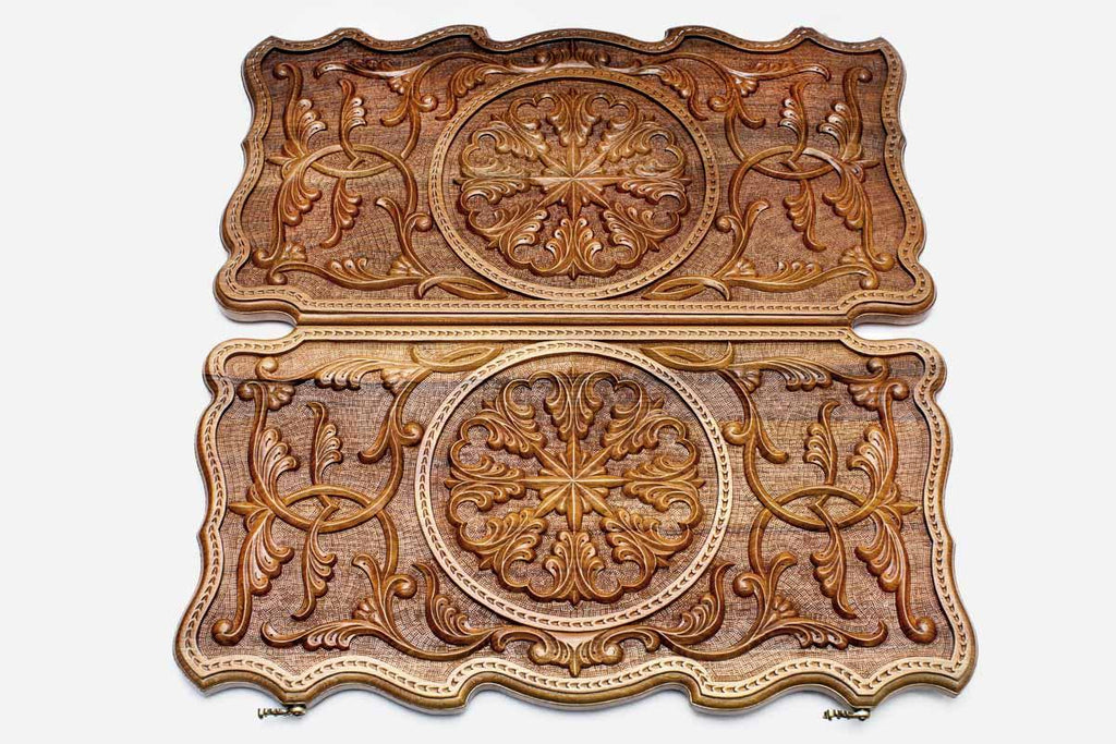 Armenian Backgammon Set - Ornaments XXIV - handmade wooden backgammon board