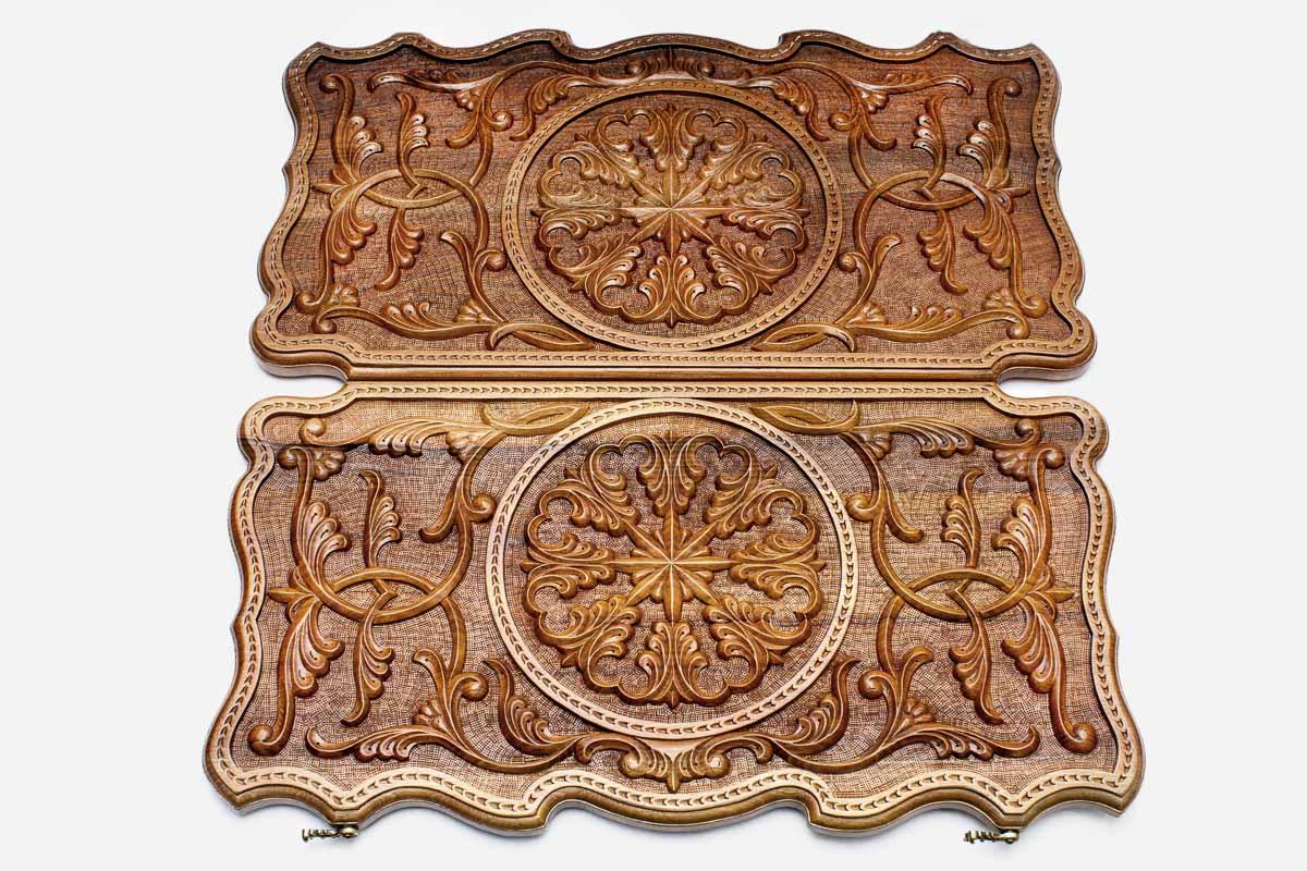 Armenian Backgammon Set - Ornaments XXIV - handmade wooden backgammon board