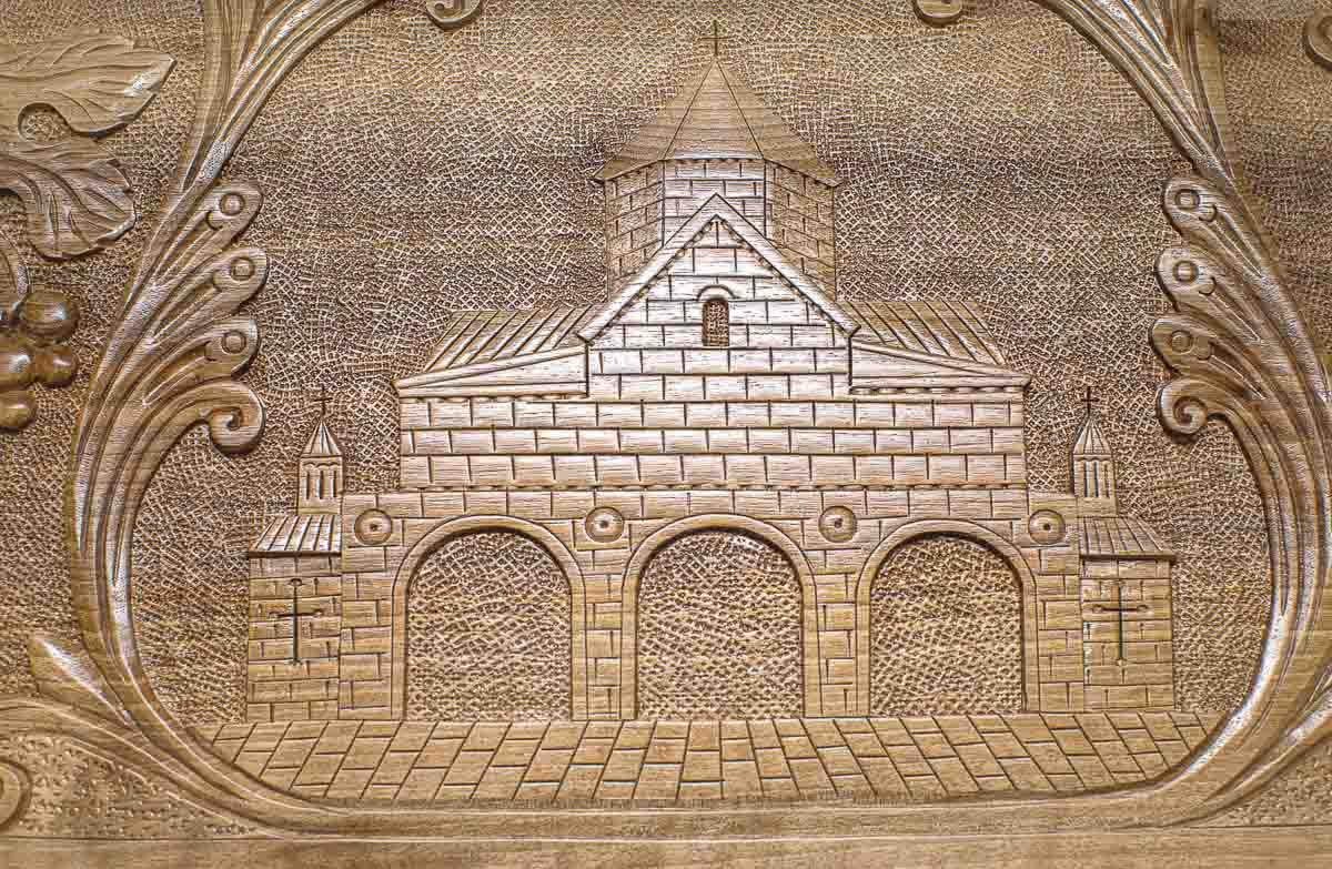 The backgammon board opened to show the wooden playing surface