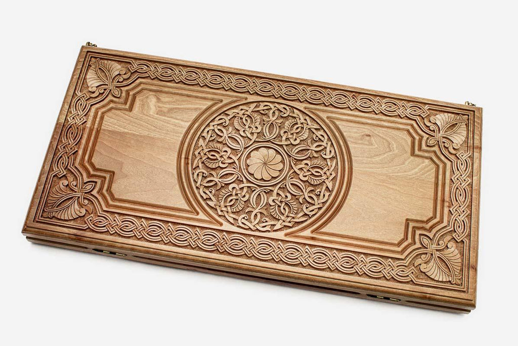 Armenian Backgammon Set - Ornaments XXIII - handmade wooden backgammon board