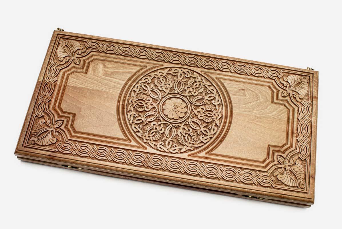 Armenian Backgammon Set - Ornaments XXIII - handmade wooden backgammon board