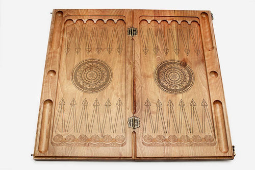 Armenian Backgammon Set - Ornaments XXIII - handmade wooden backgammon board