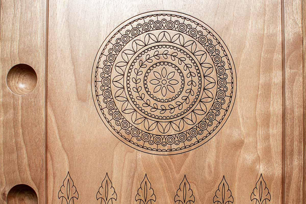 Armenian Backgammon Set - Ornaments XXIII - handmade wooden backgammon board