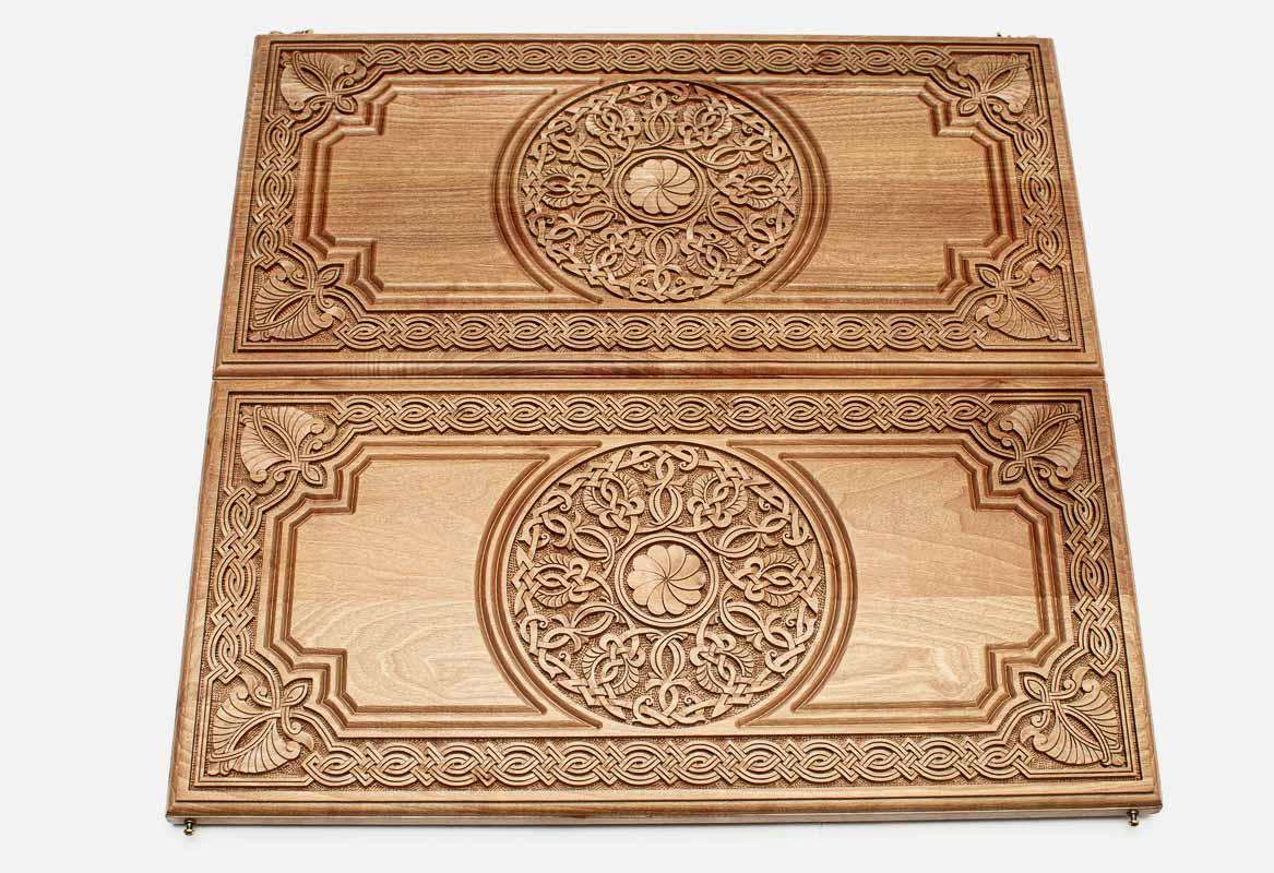 Armenian Backgammon Set - Ornaments XXIII - handmade wooden backgammon board