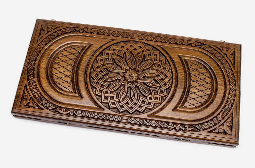 Armenian Backgammon Set - Ornaments XXII - handmade wooden backgammon board