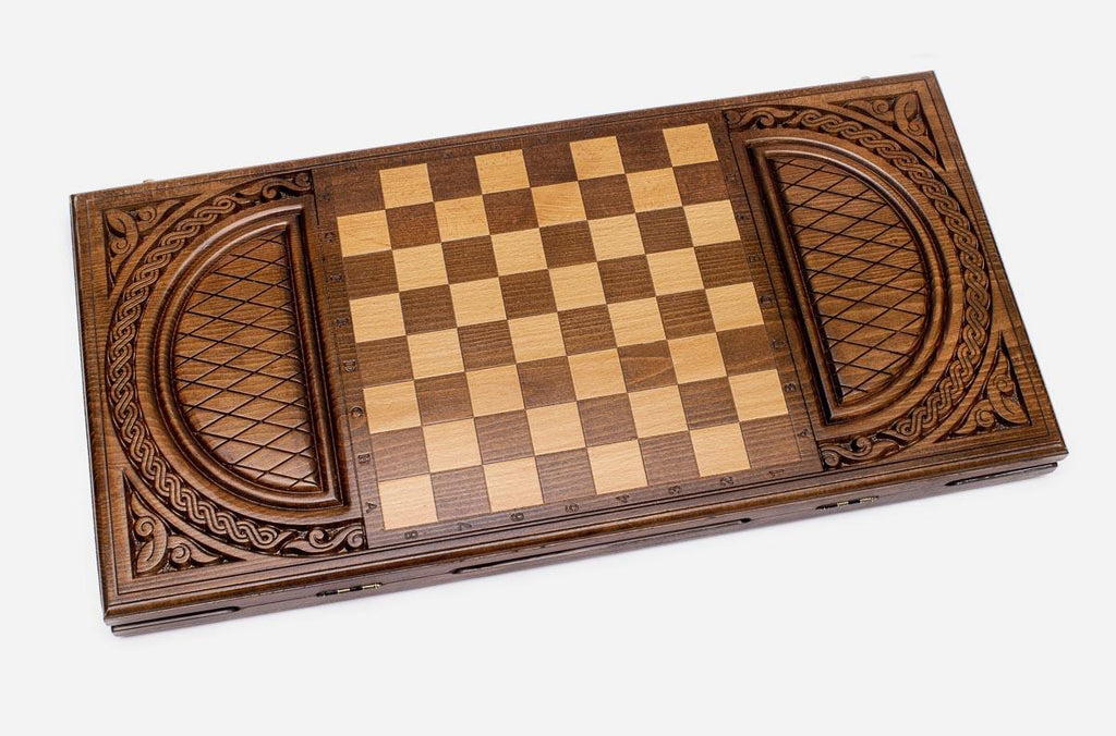 Armenian Backgammon Set - Ornaments XXII - handmade wooden backgammon board
