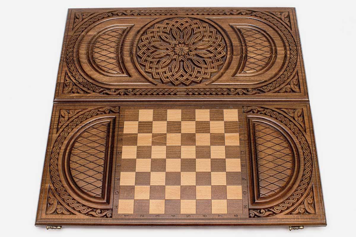 Armenian Backgammon Set - Ornaments XXII - handmade wooden backgammon board