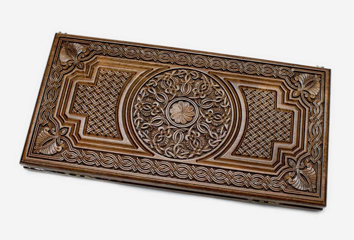 Armenian Backgammon Set - Ornaments XXI - handmade wooden backgammon board