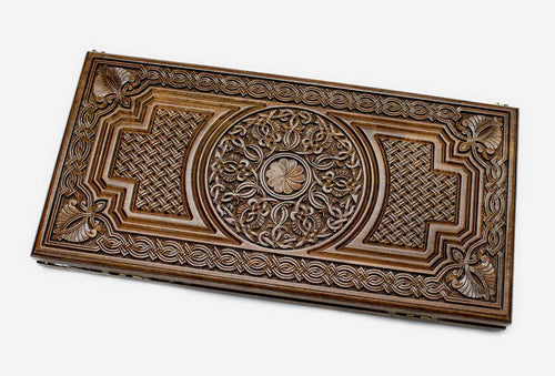 Armenian Backgammon Set - Ornaments XXI - handmade wooden backgammon board