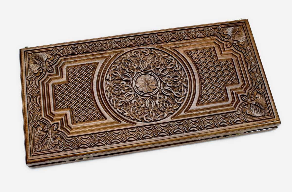 Armenian Backgammon Set - Ornaments XXI - handmade wooden backgammon board